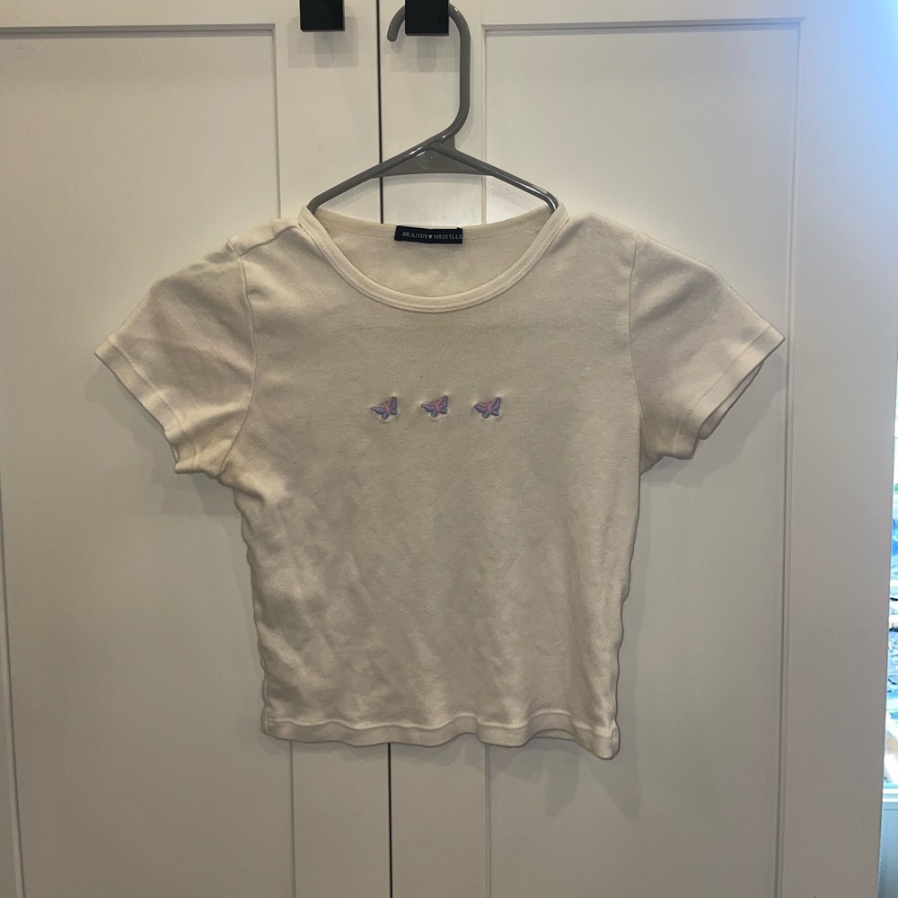 Brandy Melville Stitched Butterfly Shirt